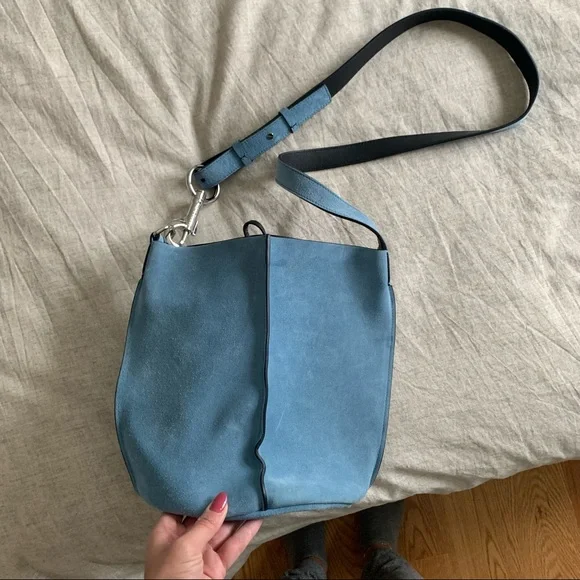 Acne Studios Light Blue Suede Bucket Shoulder Bag - Picture 3 of 5